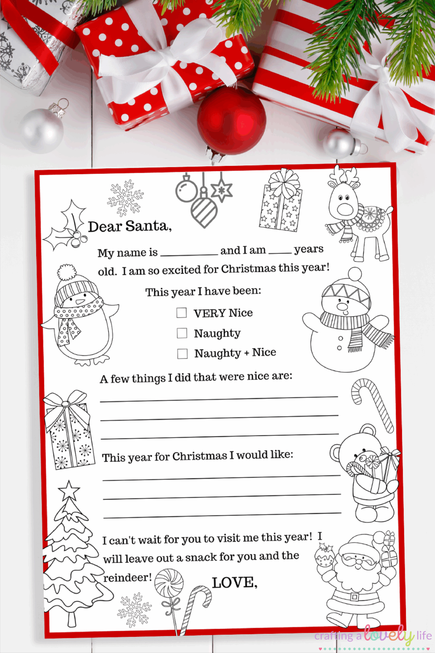 Free Printable Letter To Santa Coloring Page