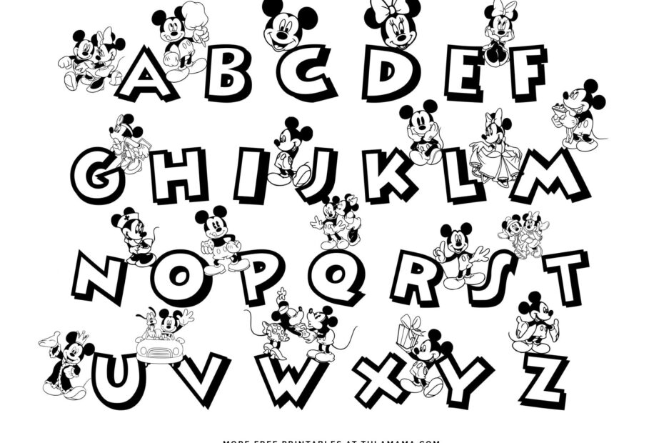 Free Printable Mickey Mouse ABC Coloring Pages Tulamama