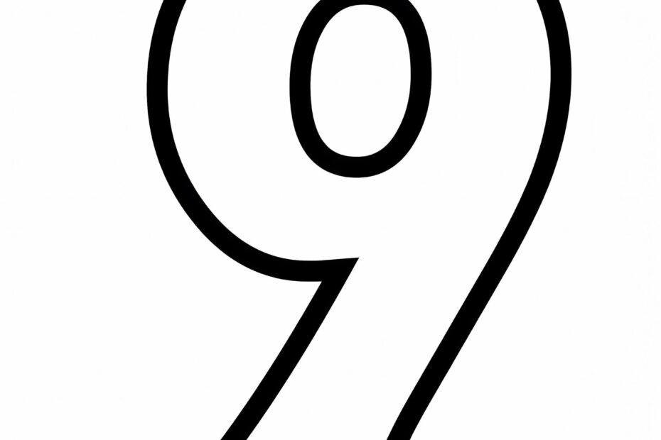 Free Printable Number 9 Coloring Page