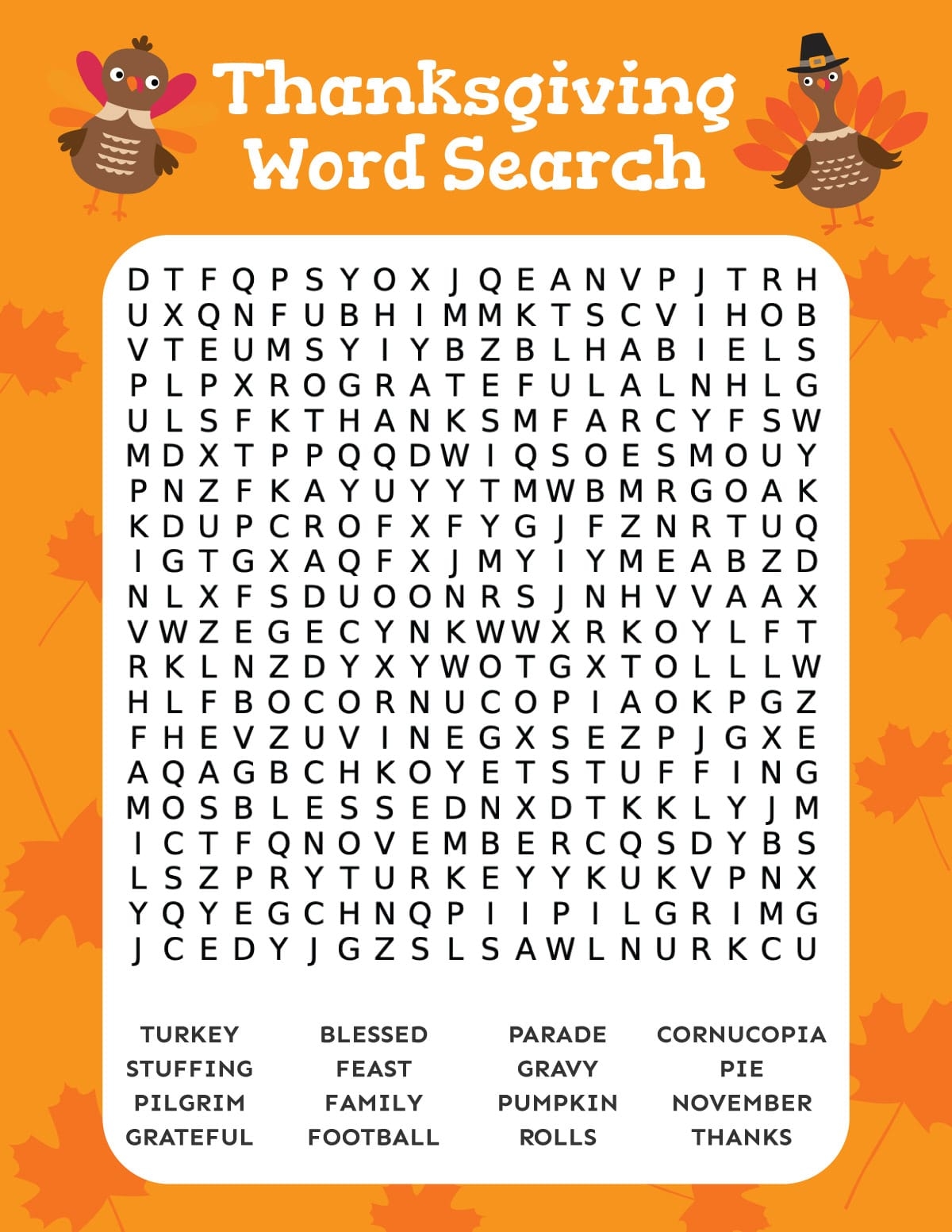 free printable thanksgiving crossword puzzle