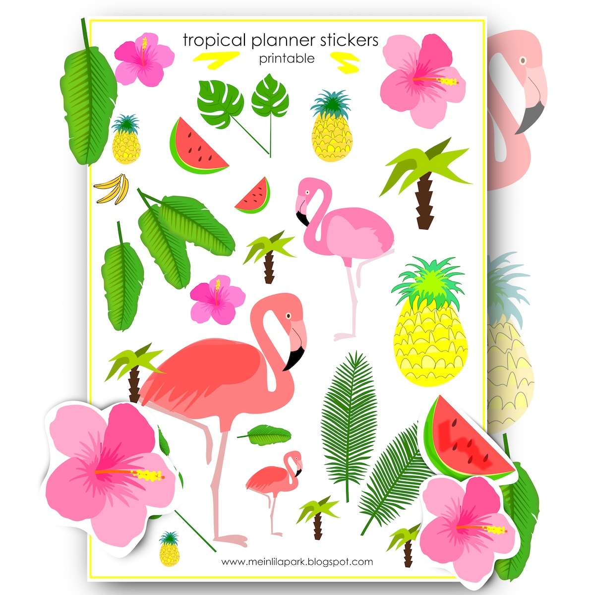 Free Printable Tropical Planner Stickers Agendasticker Freebie