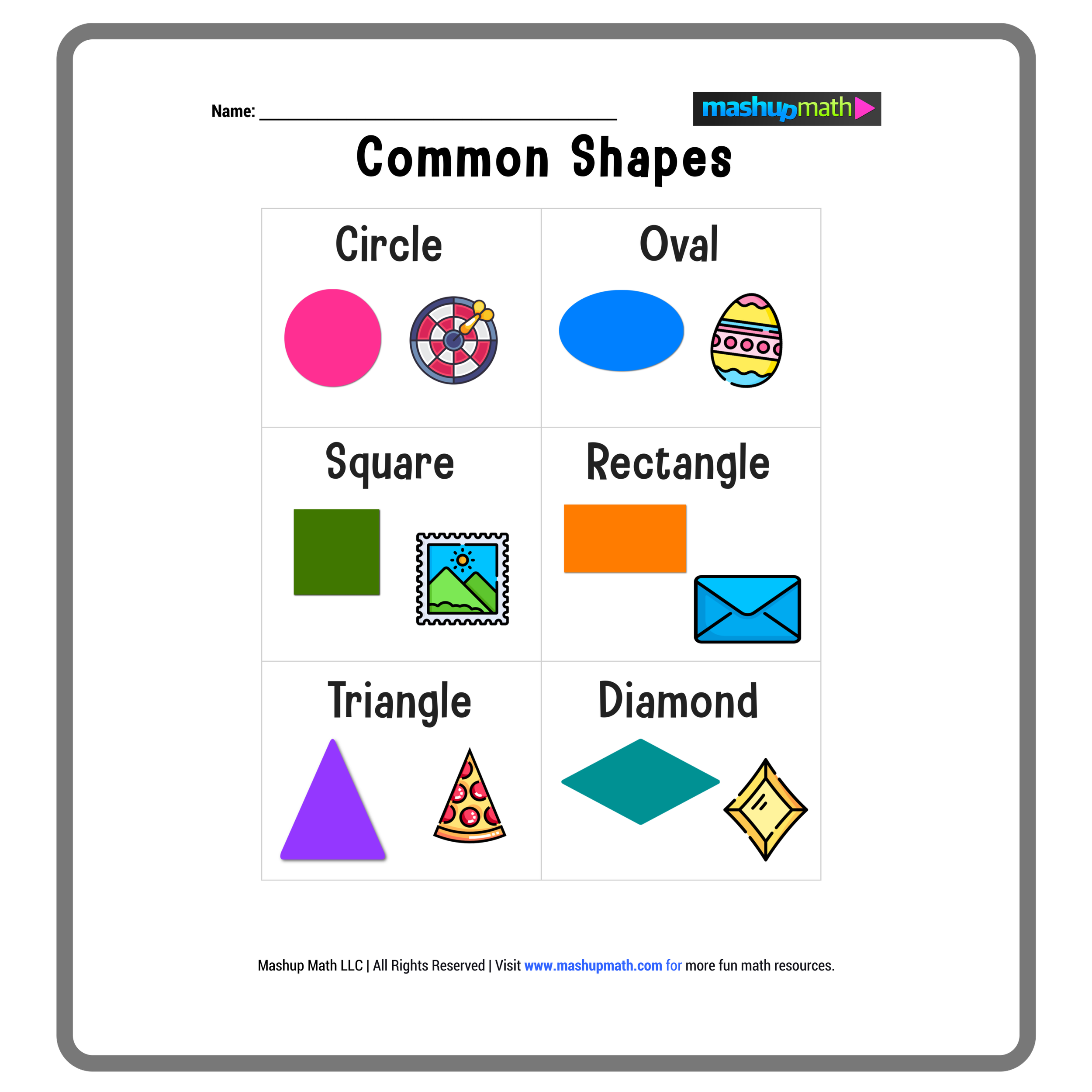 Free Shapes Worksheets Printable Mashup Math