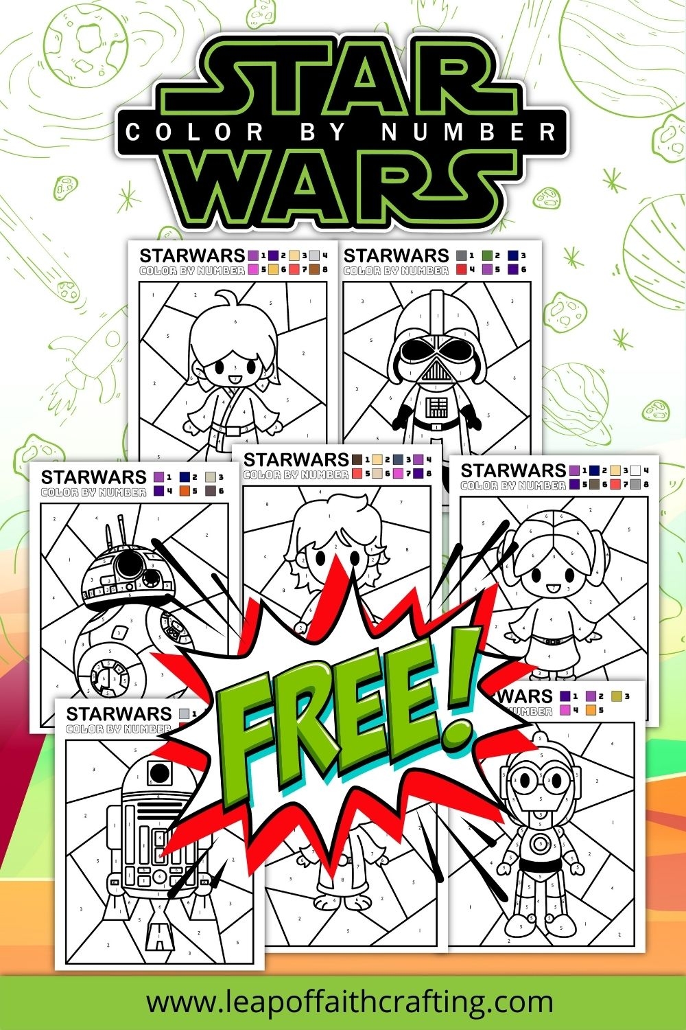 FREE Star Wars Color By Number 8 Pages Leap Of Faith Crafting