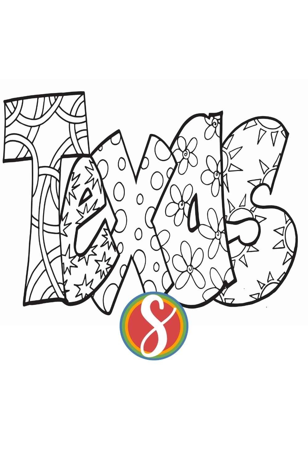 Free Texas Coloring Pages Stevie Doodles