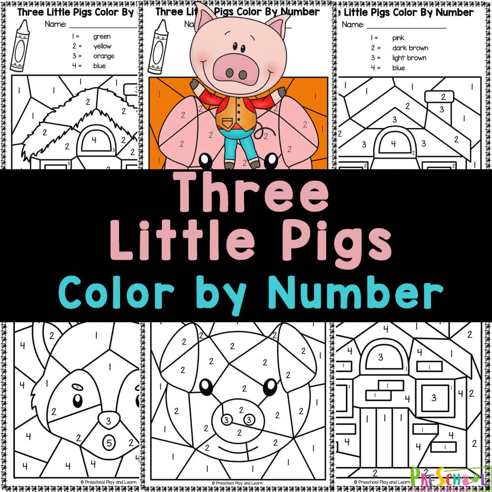 three little pigs colouring sheet