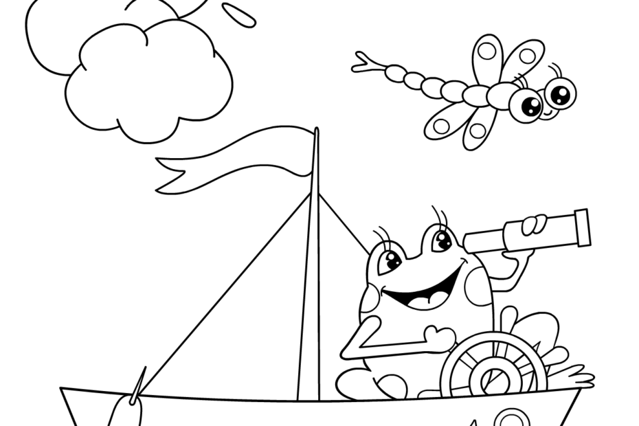 Frog And Boat Coloring Sheet Turtle Diary
