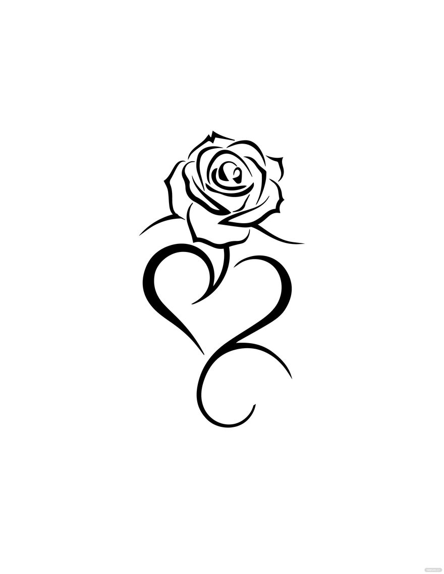 Gangster Drawing Of Hearts And Roses In Illustrator PDF SVG JPG EPS PNG Download Template