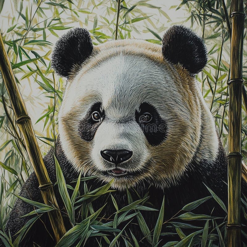 Giant Panda Bear Animal Realistic Drawing Sketch Stock Illustration Illustration Of Conservation Icon 347807796