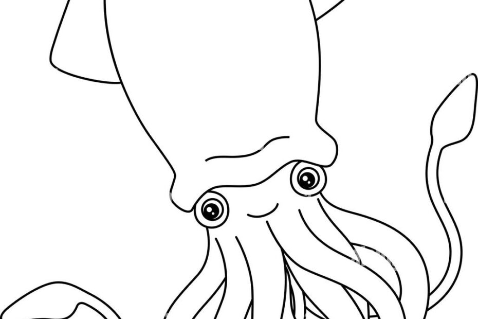 Giant Squid Coloring Page Isolated For Kids Stock Vector Image