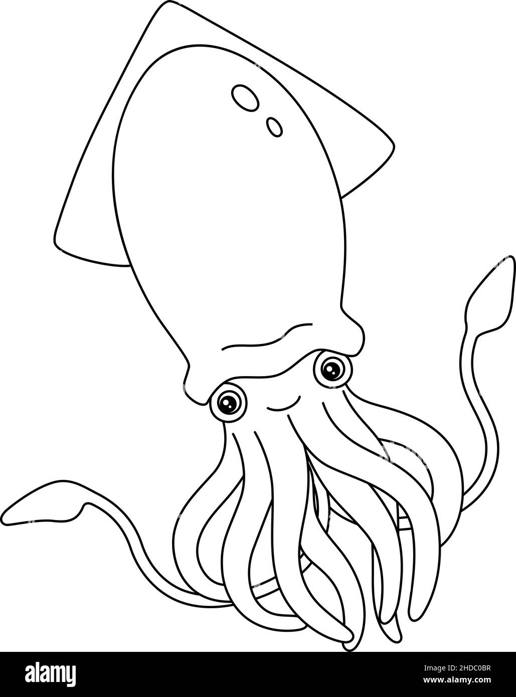 Giant Squid Coloring Page Isolated For Kids Stock Vector Image 