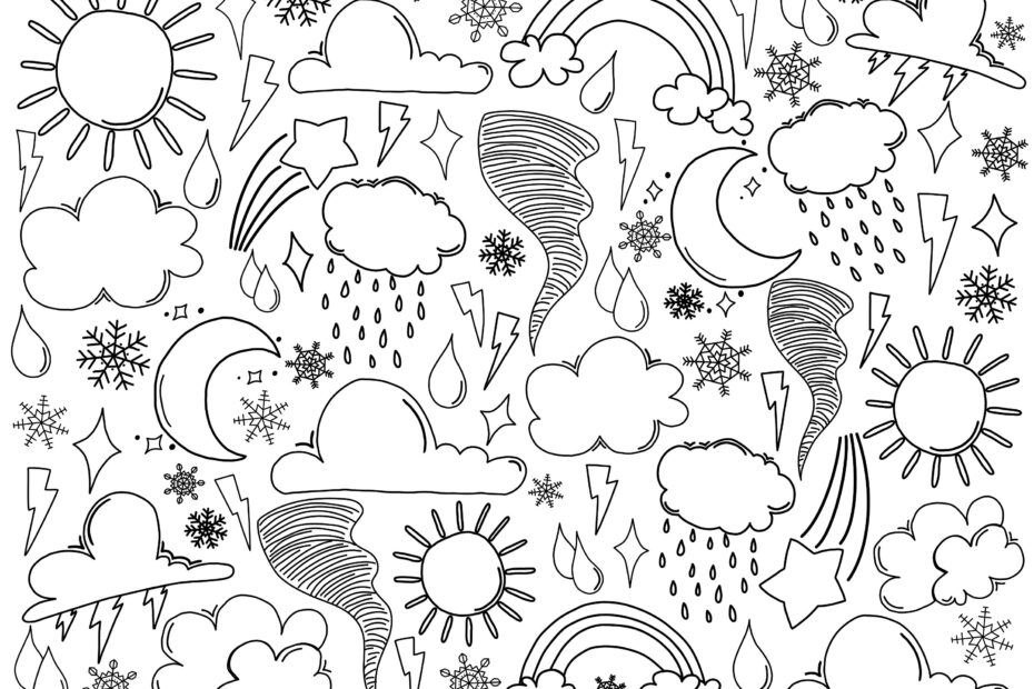 GIANT Weather Coloring Page digital Download Etsy