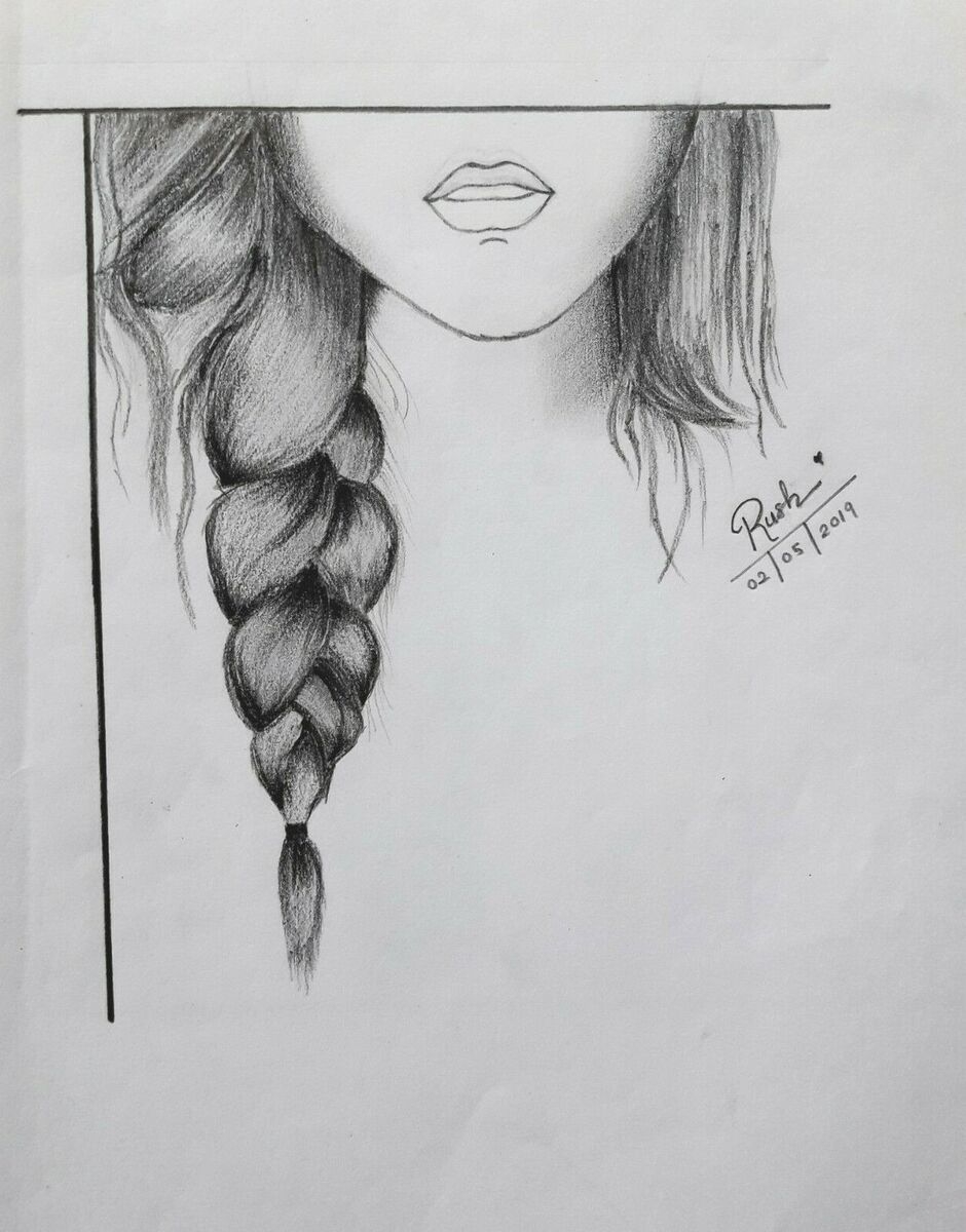 Girl Alone Pencil Drawing A4 Size