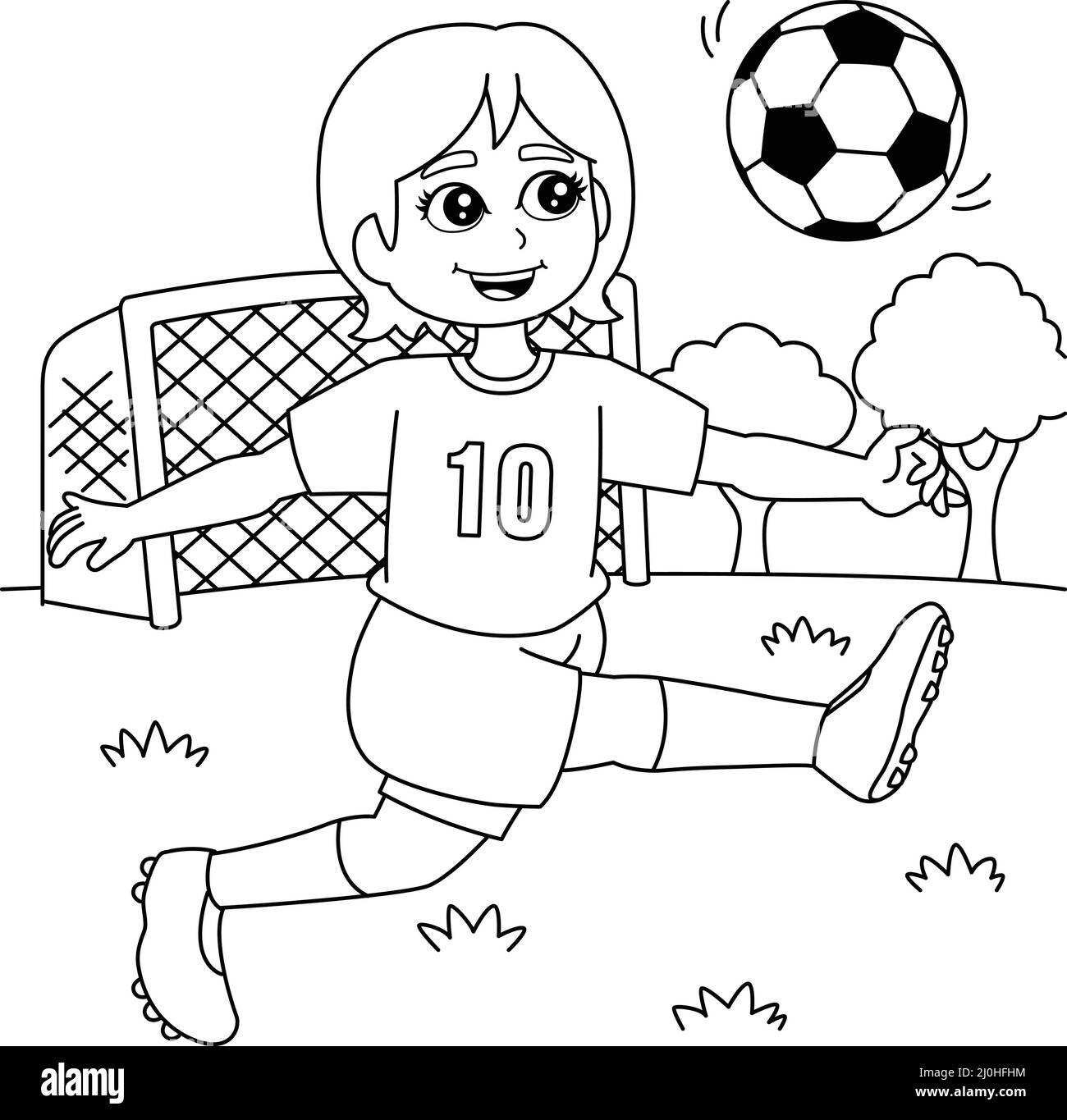 Girl Playing Soccer Coloring Page For Kids Stock Vector Image U0026 Art Alamy