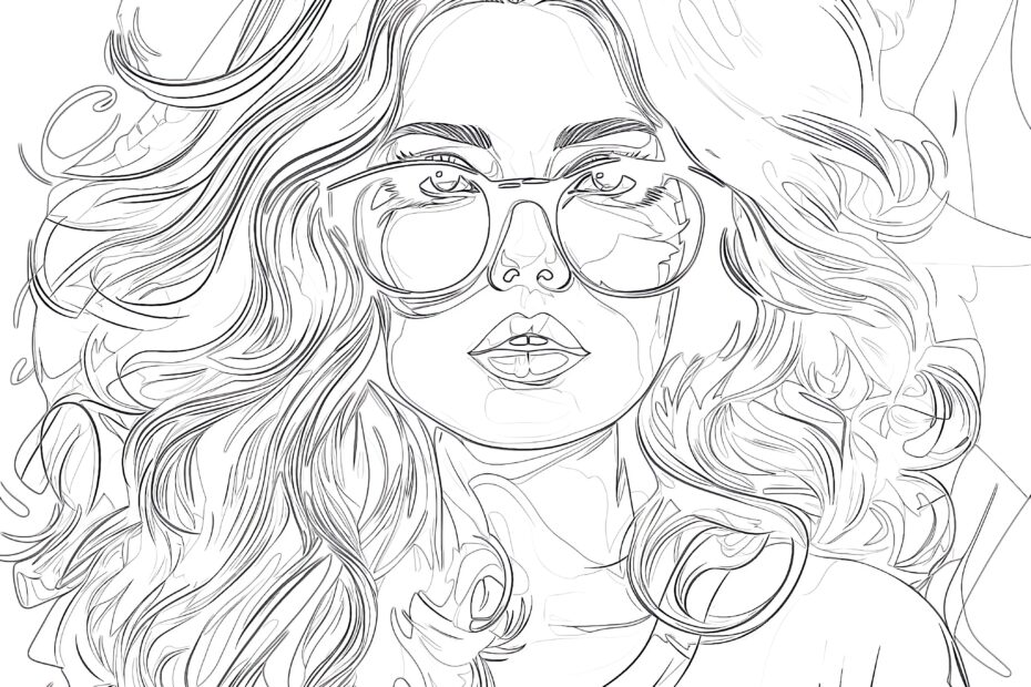 Girl With Glasses Coloring Page Coloring Pages Mimi Panda