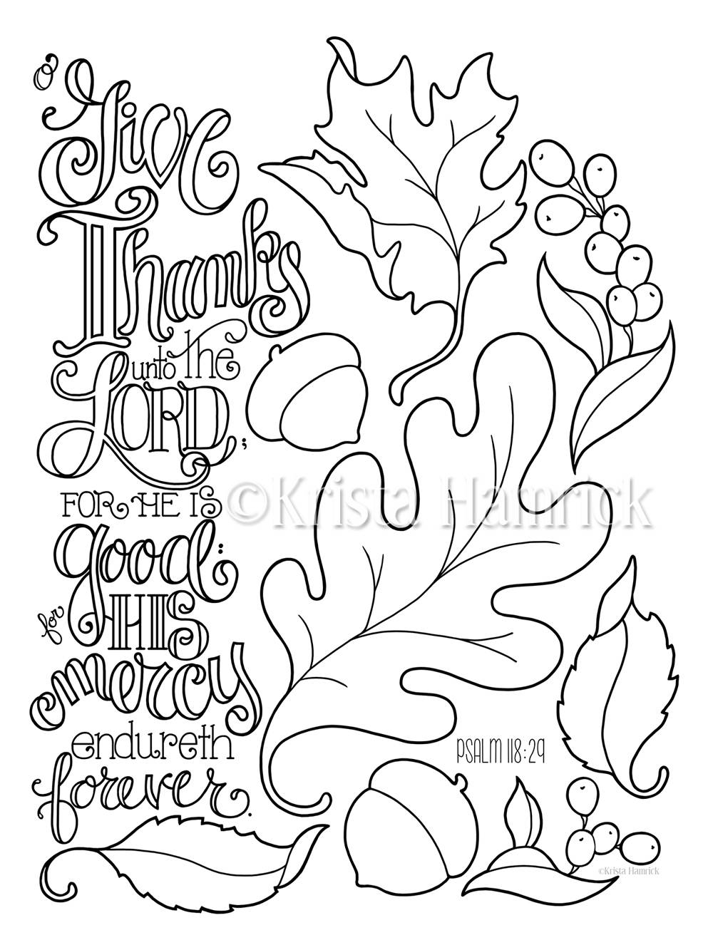 Give Thanks Autumn Leaves Coloring Page 8 5X11 Bible Journaling Tip in 6X8