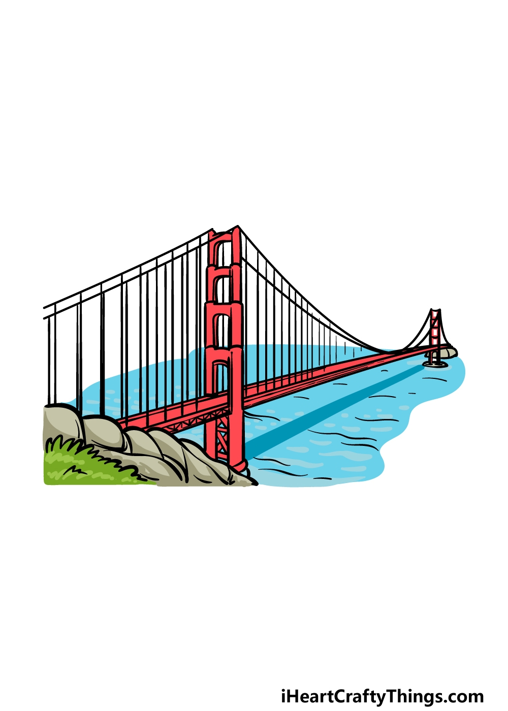Golden Gate Bridge Drawing How To Draw The Golden Gate Bridge Step By Step 