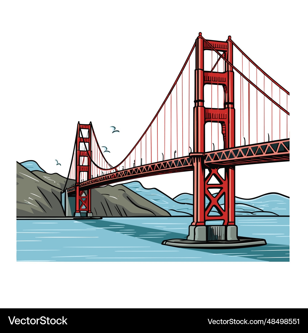 Golden Gate Bridge Hand drawn Royalty Free Vector Image