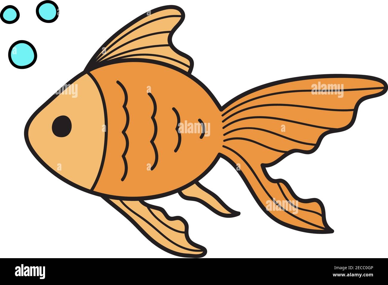 Goldfish Cute Vector Illustration Hand Drawn Outlined Ocean Marine Sea Yellow Orange Goldfish Animal Isolated Stock Vector Image U0026 Art Alamy