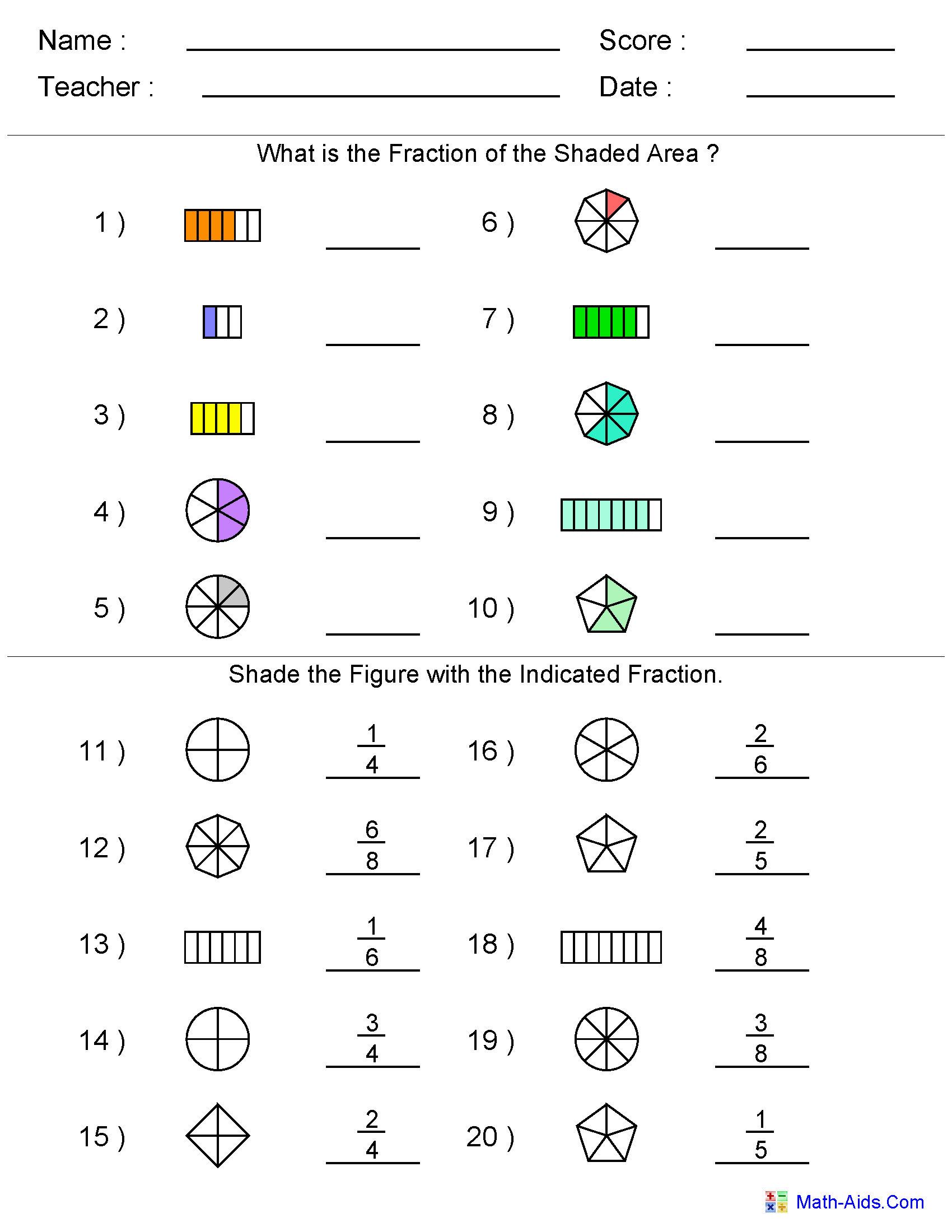 math fractions worksheets