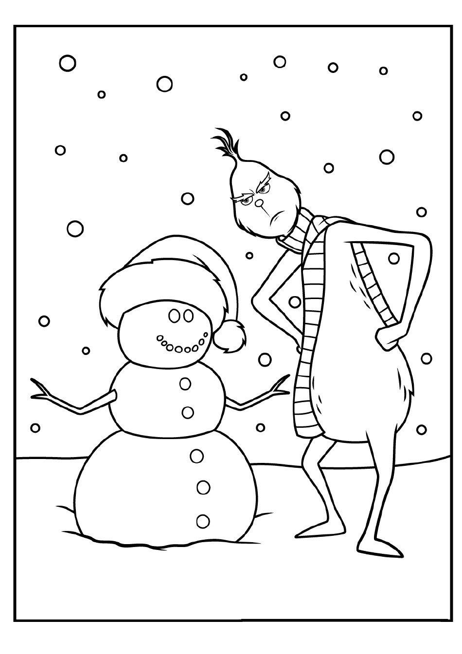 Grinch Coloring Pages Snowman And Grinch Download Printable PDF 