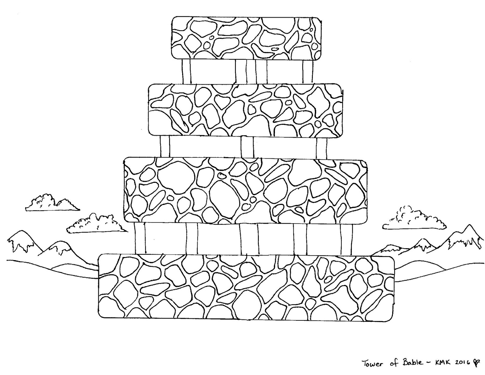 Grow Wild My Child Babel s Tower Free Pop up Coloring Page Printable