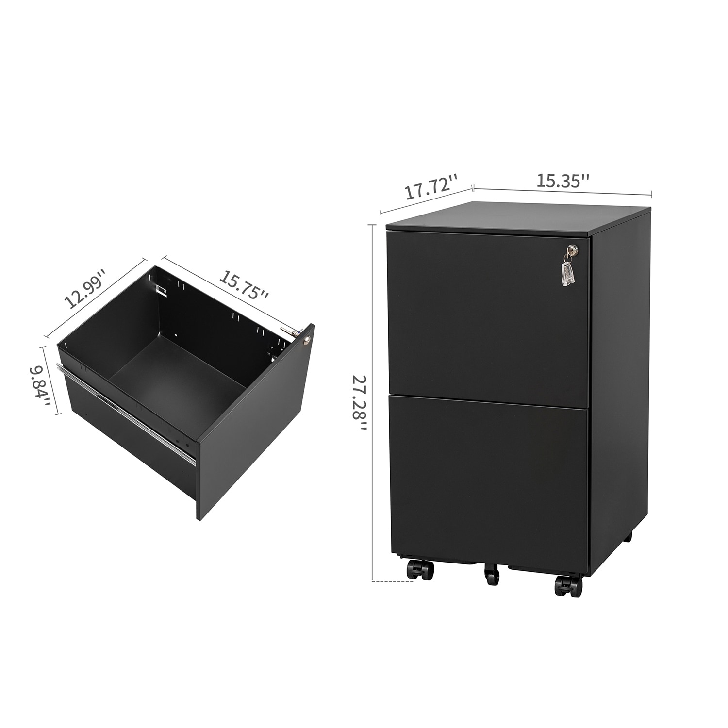 2 drawer locking file cabinet
