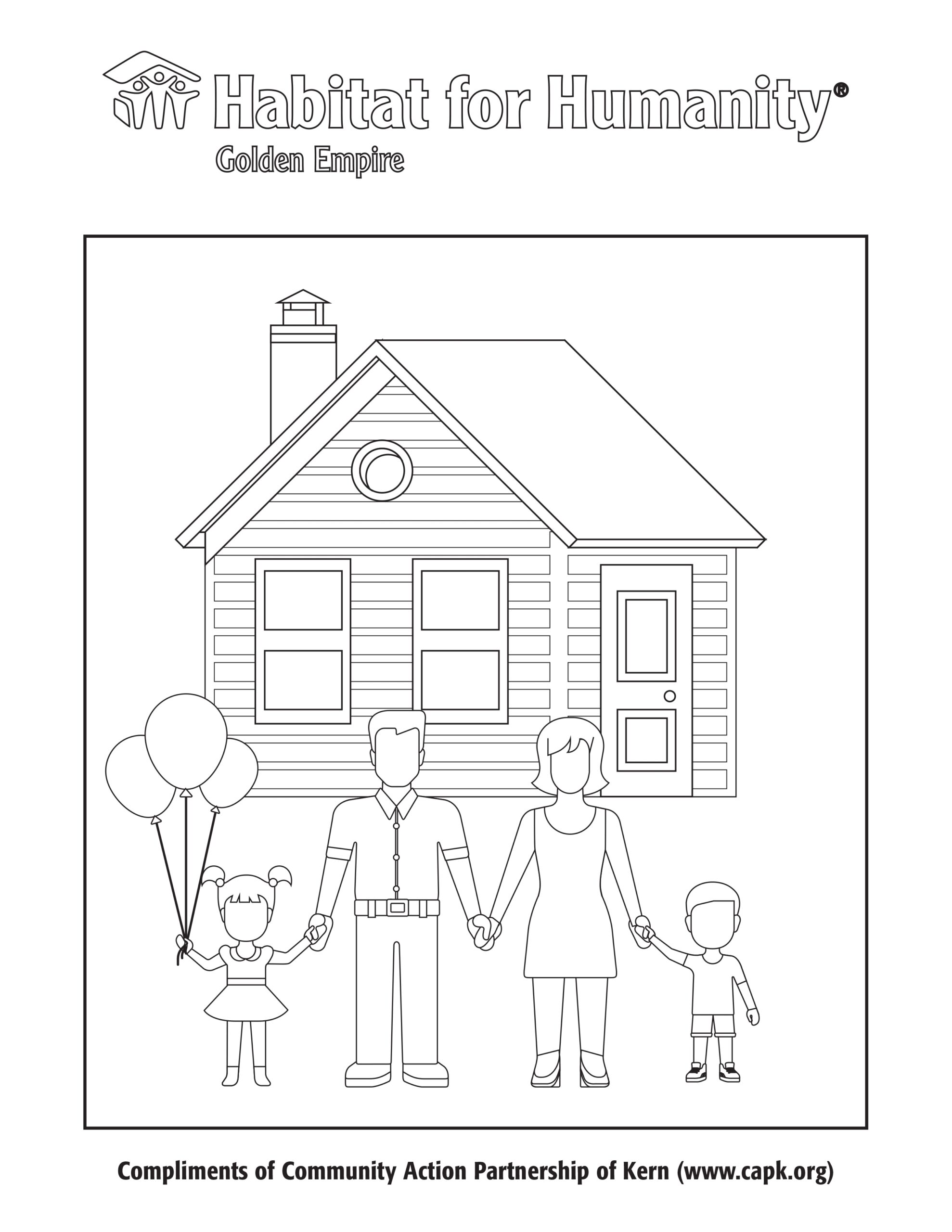 Habitat For Humanity Golden Empire Coloring Sheet CAPK Community Action Partnership Of Kern