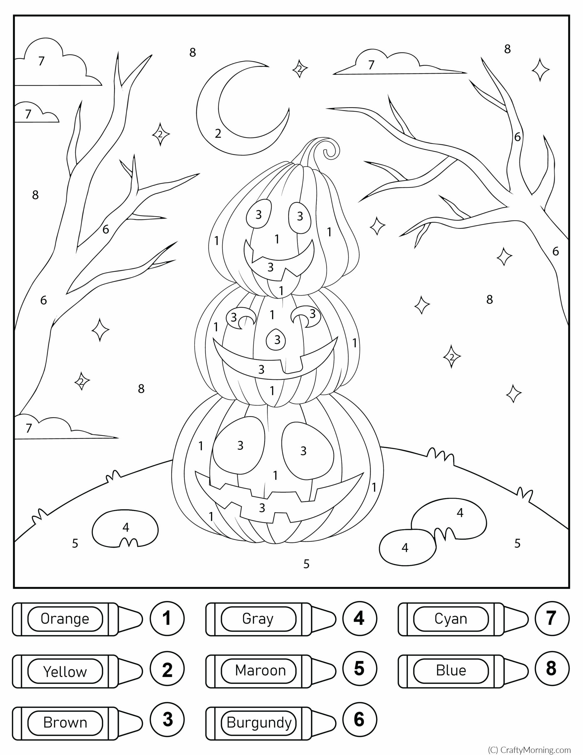 pumpkin color by number printable
