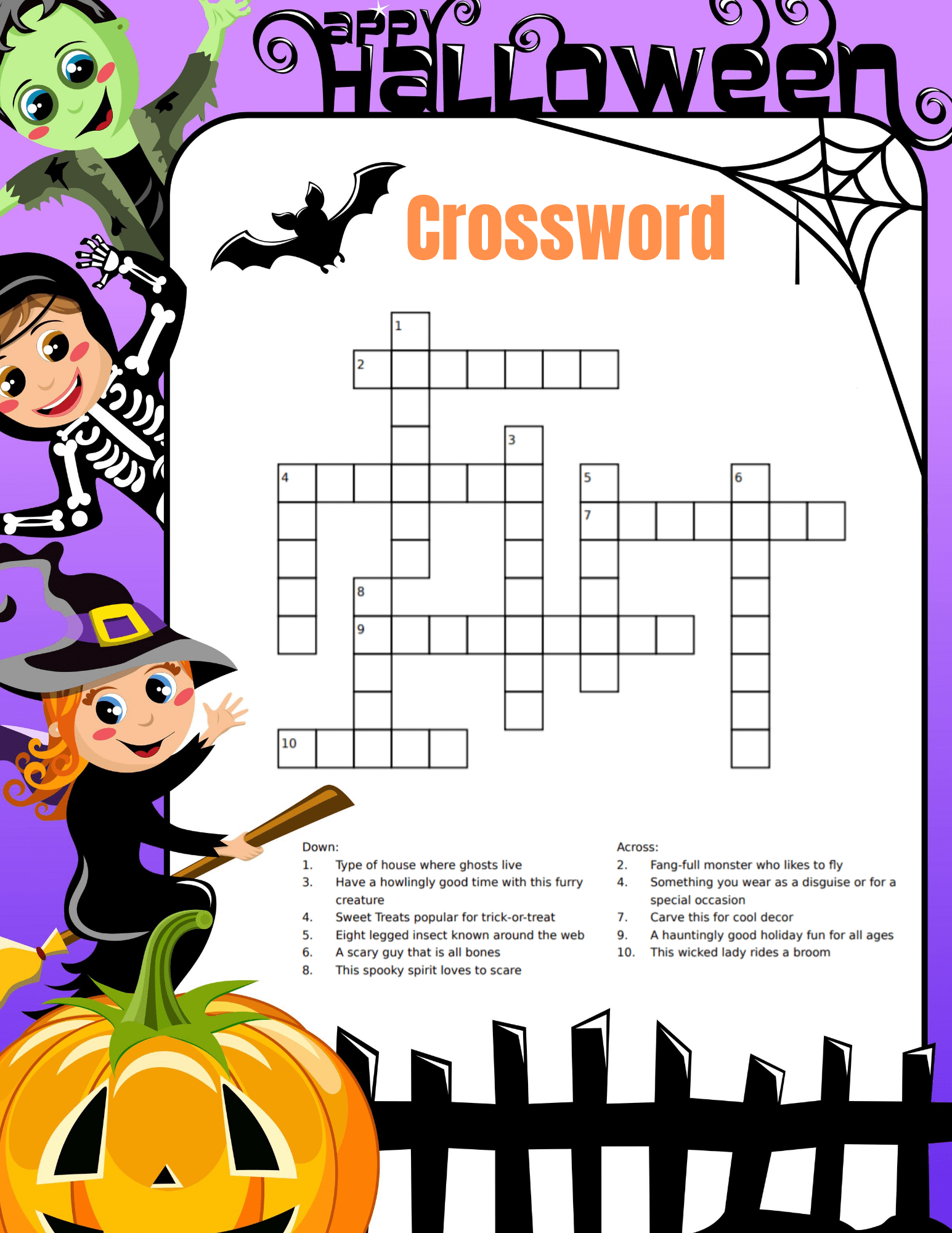 halloween crossword puzzles free printable
