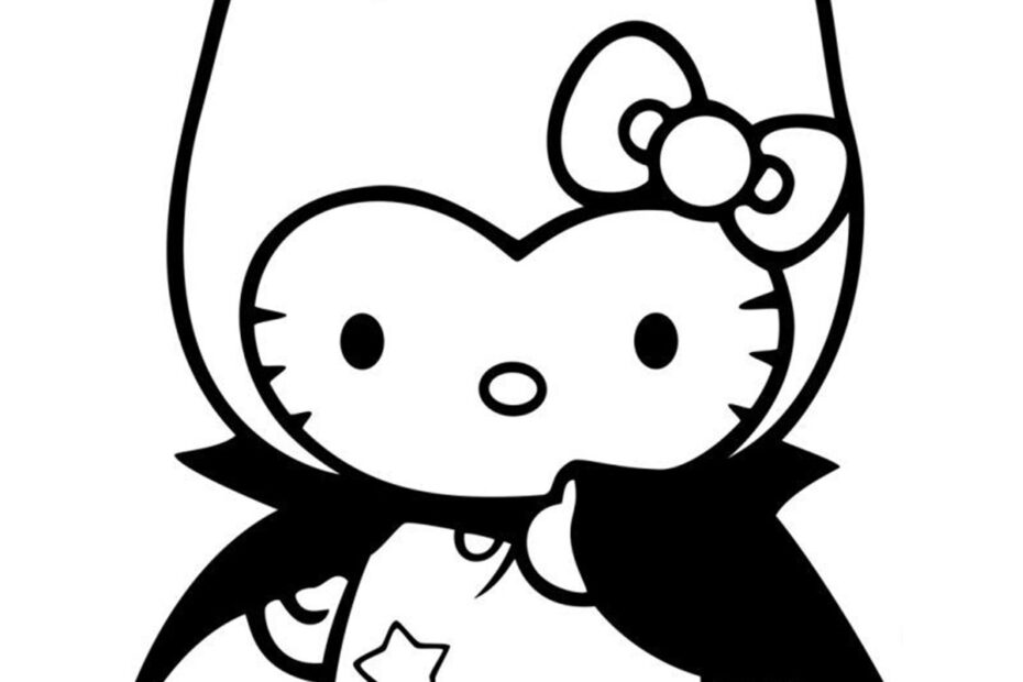 Halloween Hello Kitty Vampire Coloring Pages For Kids