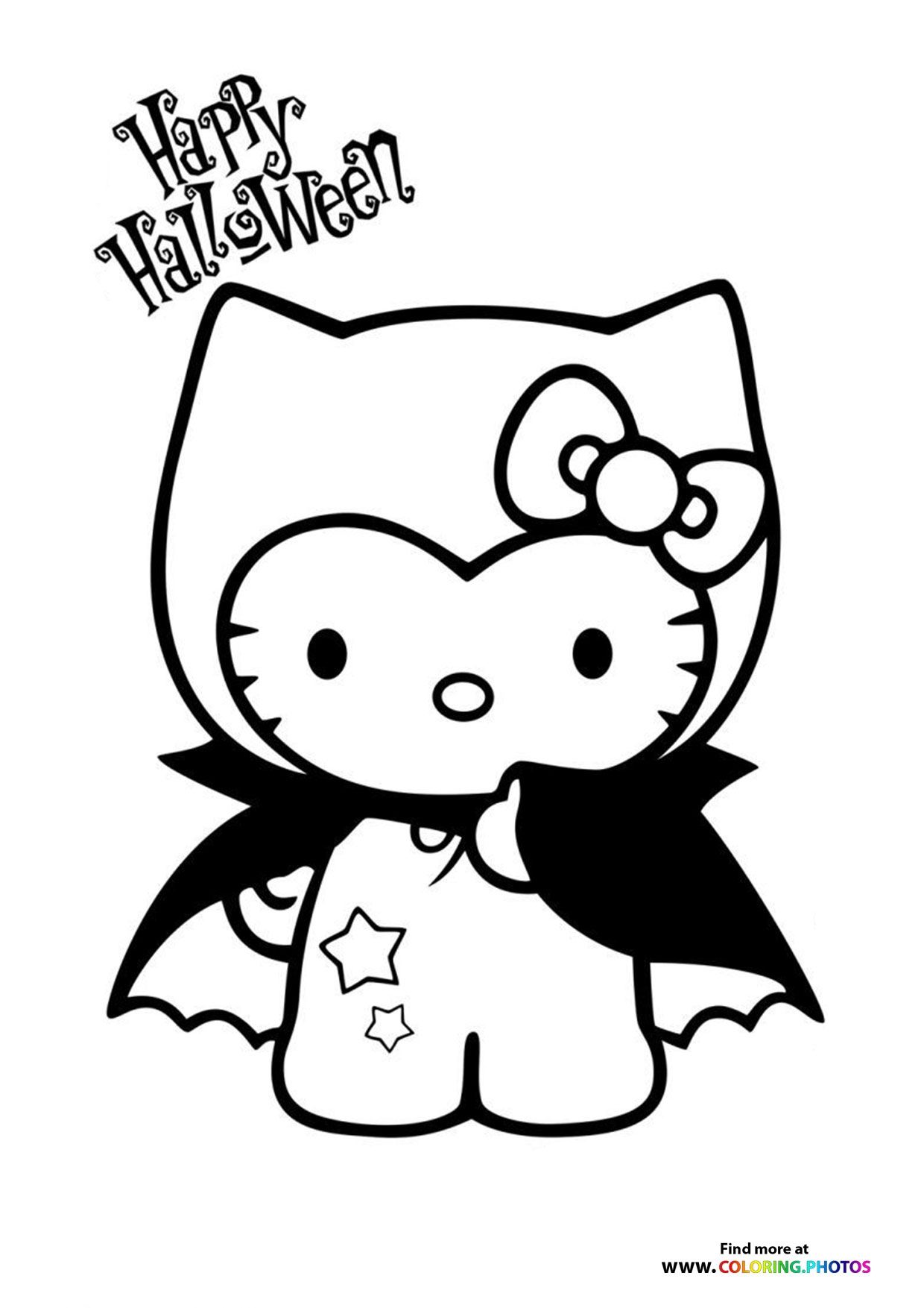 Halloween Hello Kitty Vampire Coloring Pages For Kids