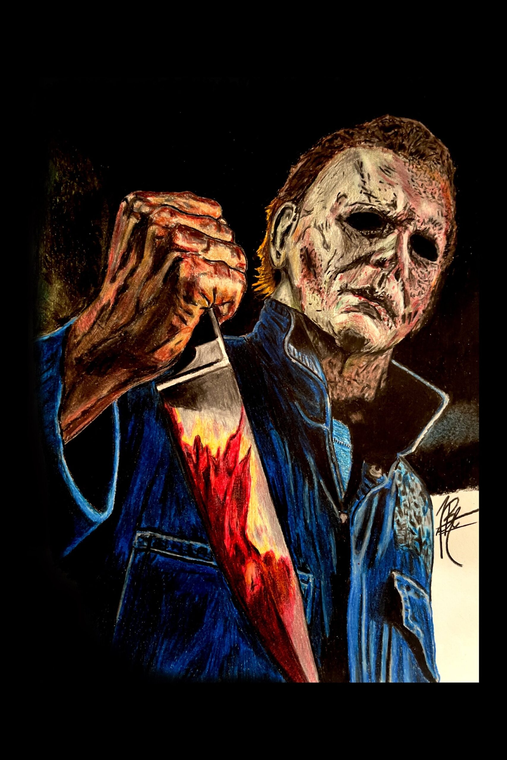 Halloween Kills Michael Myers Drawing Canvas Print Etsy