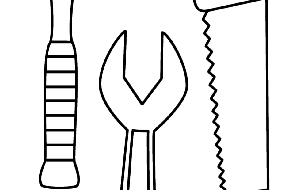 Hammer Saw And Wrench Coloring Page Tools