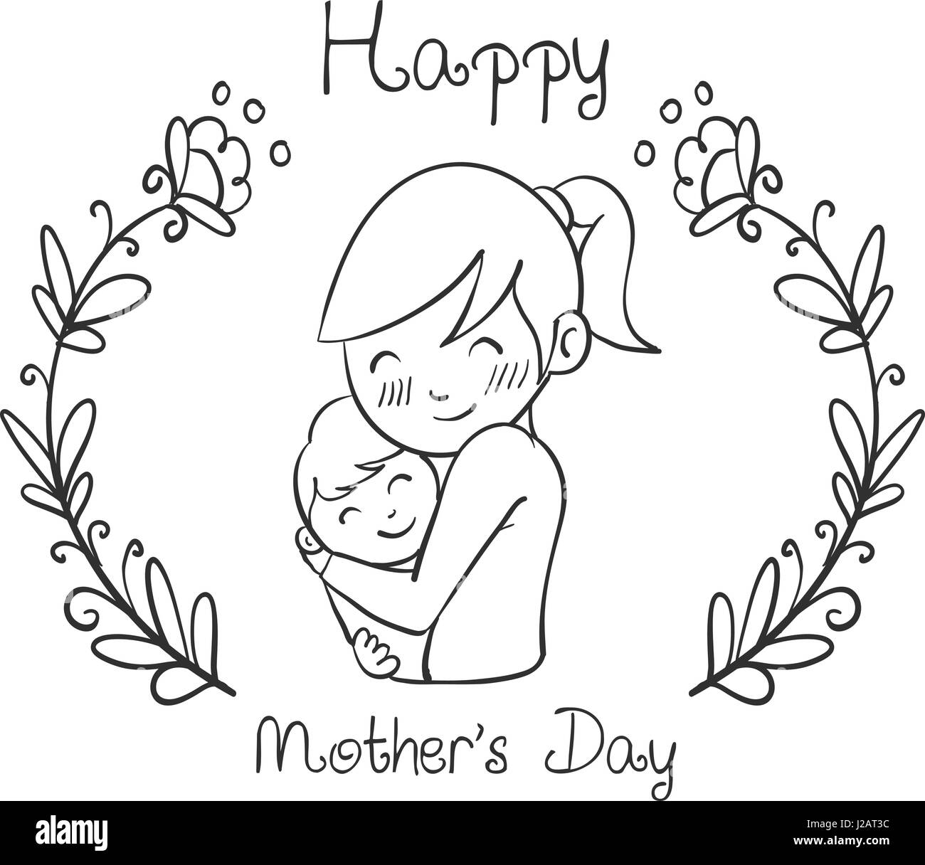 Hand Draw Mother Day Style Design Stock Vector Image U0026 Art Alamy