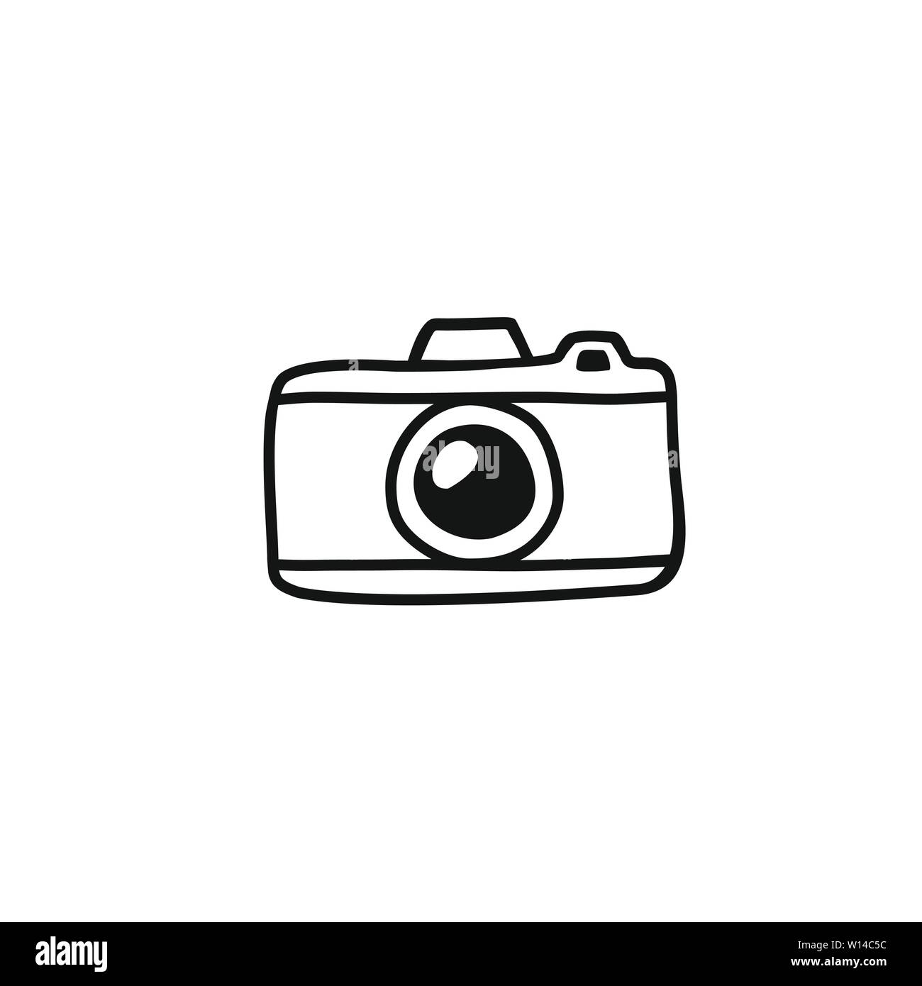 Hand Draw Photo Camera Line Illustration Vector Clip Art In Simple Doodle Style Camera Icon Silhouette Of Vintage Camera Isolated On White Background Stock Vector Image U0026 Art Alamy