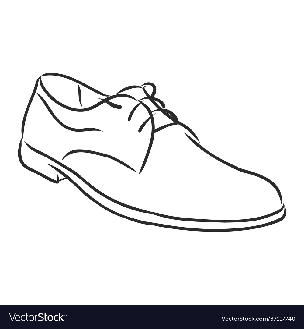 Hand Drawing With Men Fashion Shoes Drawn Vector Image
