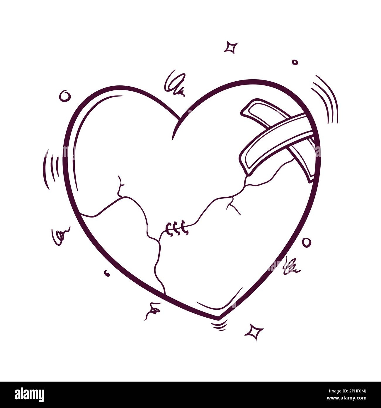 Hand Drawn Broken Heart Vector Illustration Stock Vector Image 