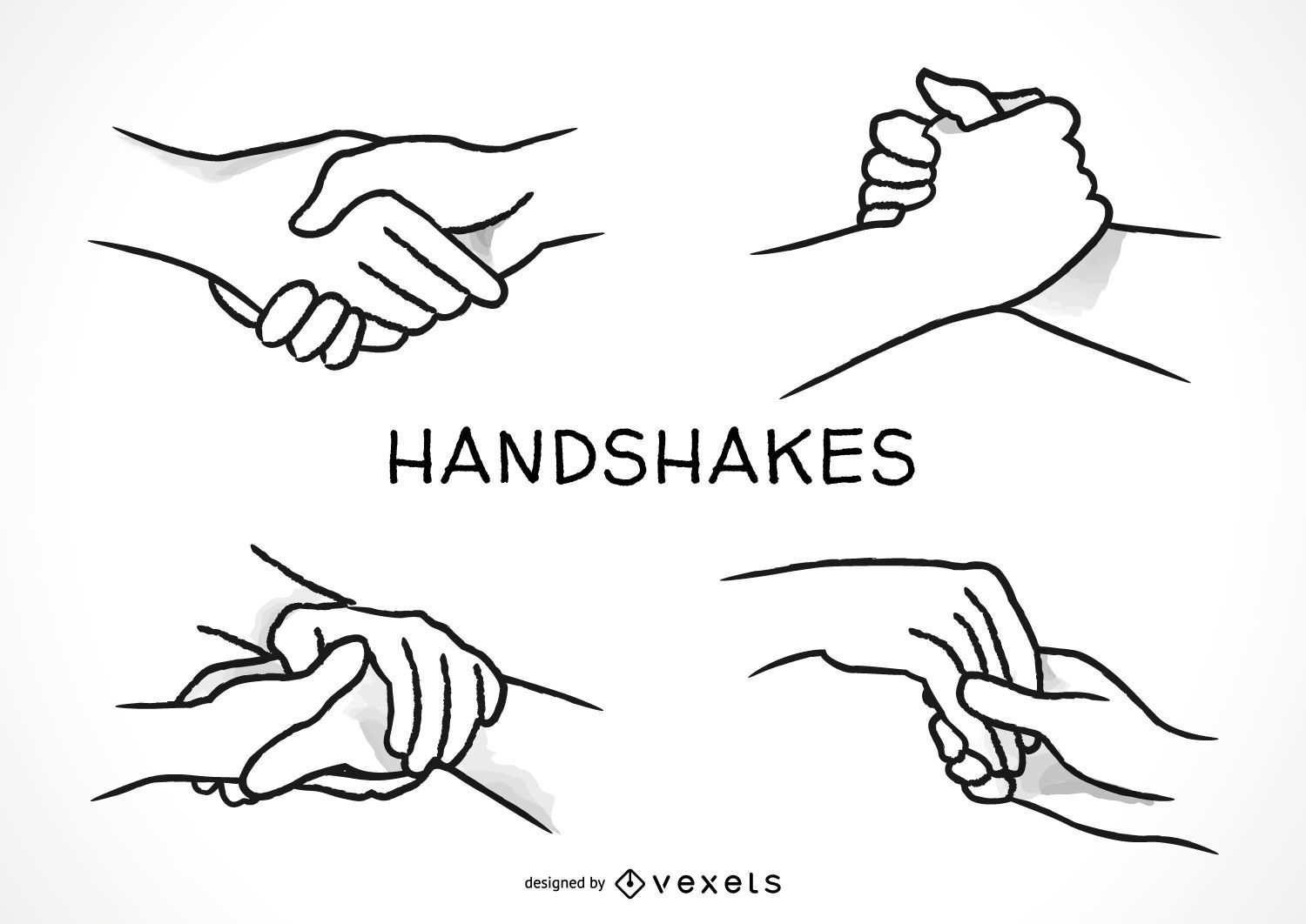 Hand Drawn Handshakes Set Vector Download