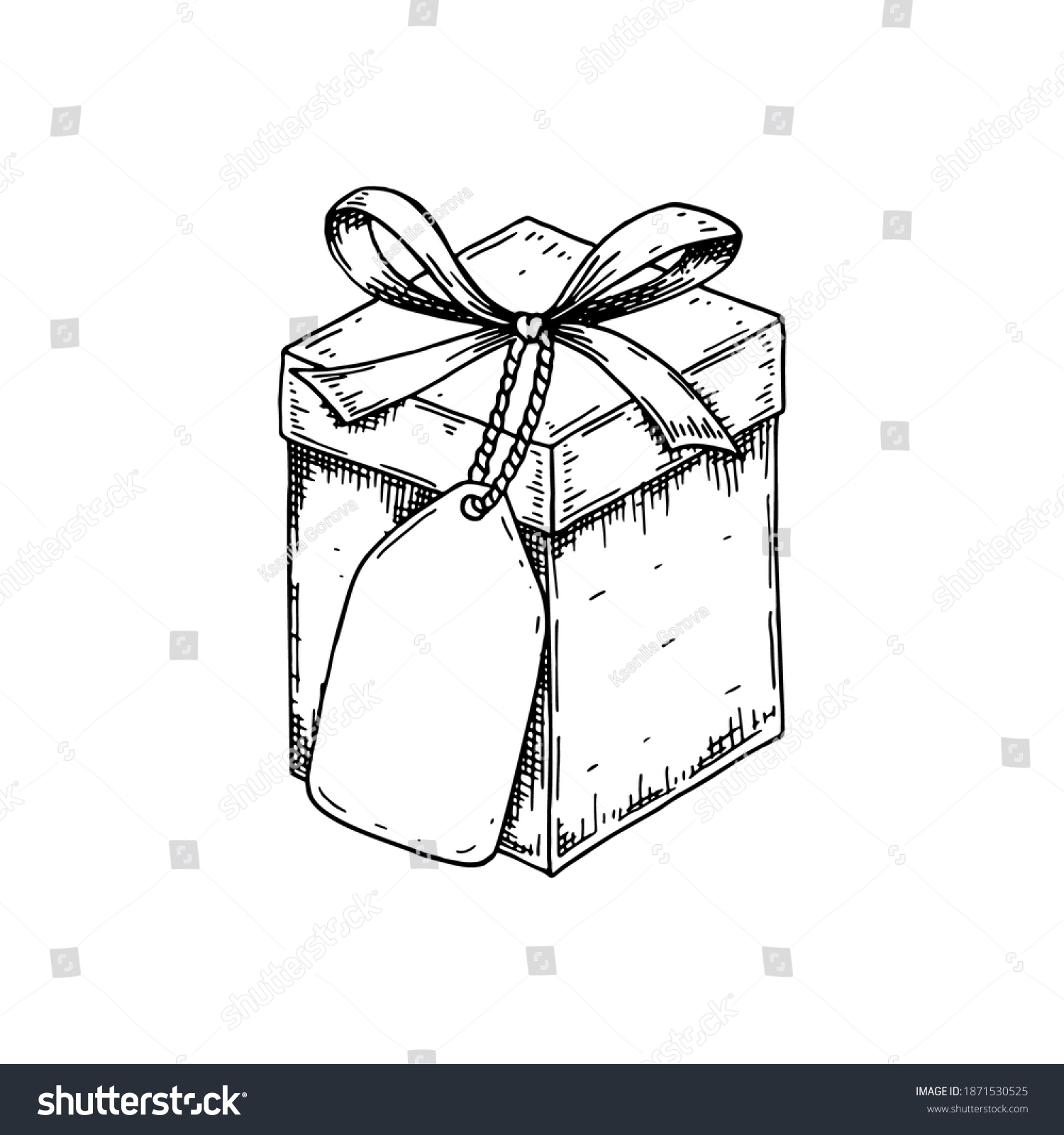 Hand Drawn Luxury Gift Box Bow Stock Vector Royalty Free 1871530525 Shutterstock
