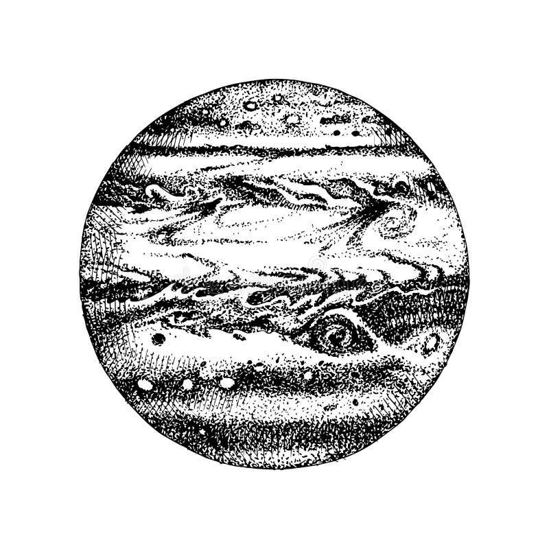 Hand Drawn Planet Jupiter Stock Vector Illustration Of Milky 127247807