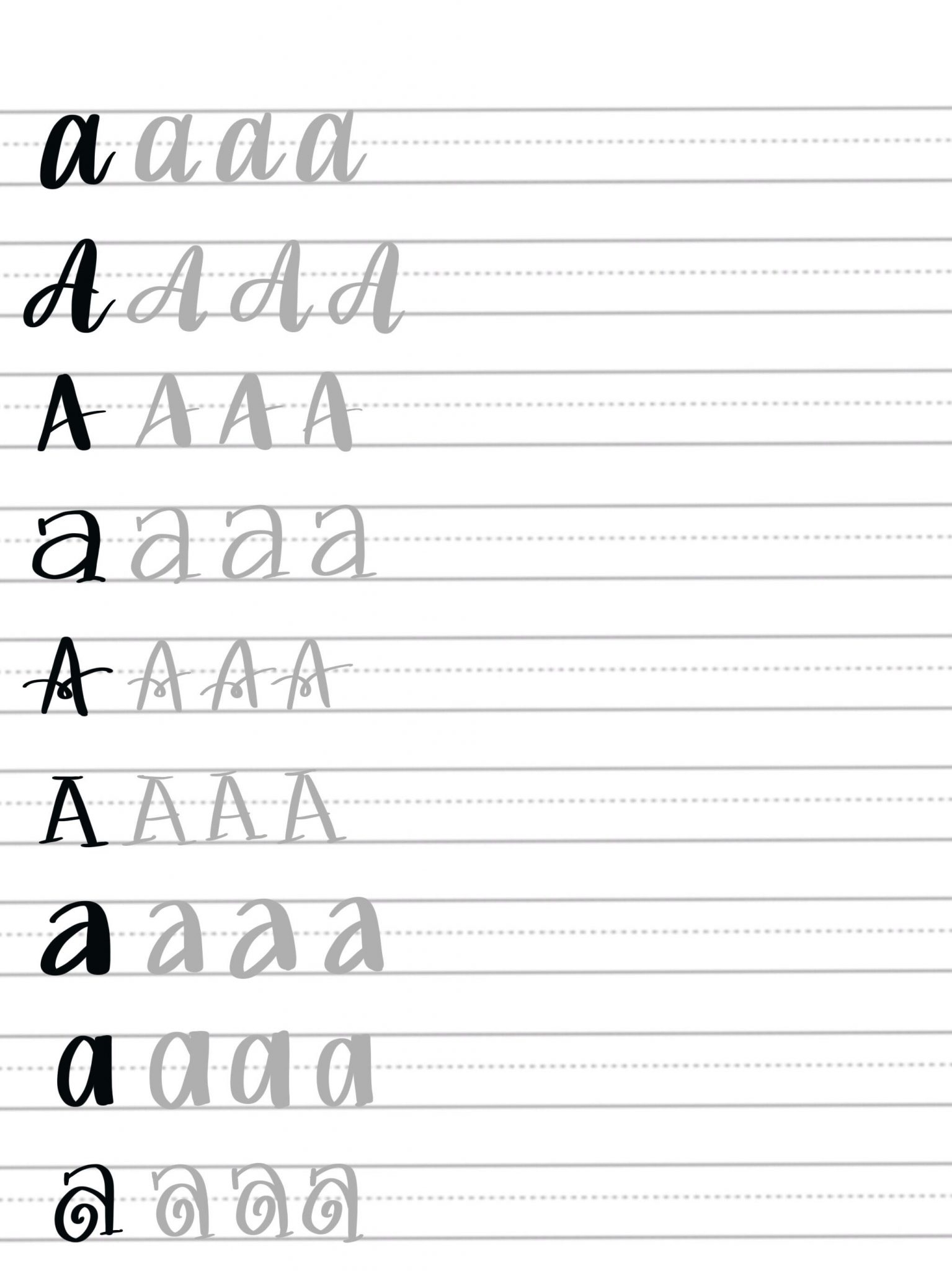 Hand Lettering Practice Sheets 9 Ways To Draw An A Amy Latta Creations