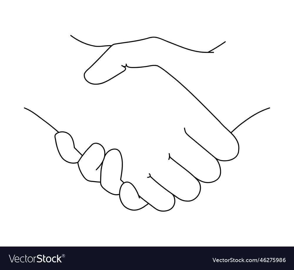 Handshake Continuous Line Drawing Royalty Free Vector Image