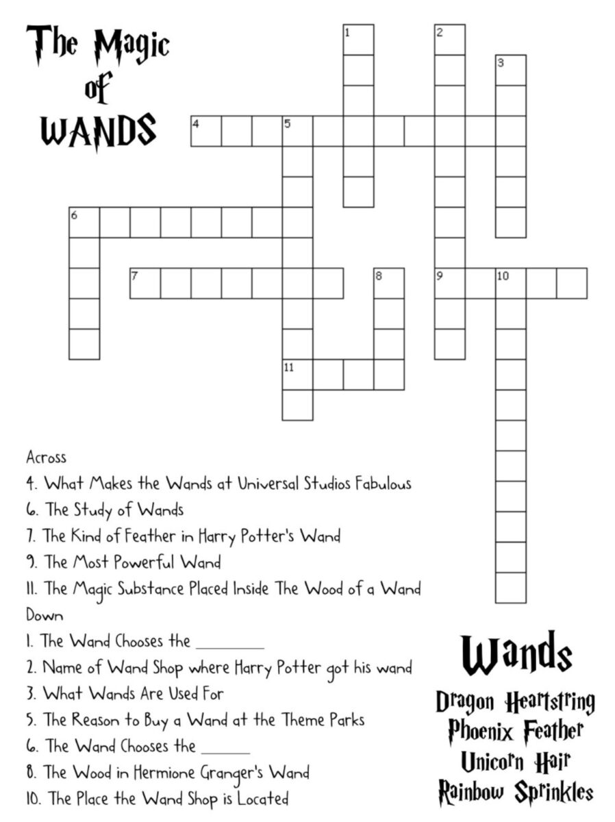 printable harry potter crossword puzzles