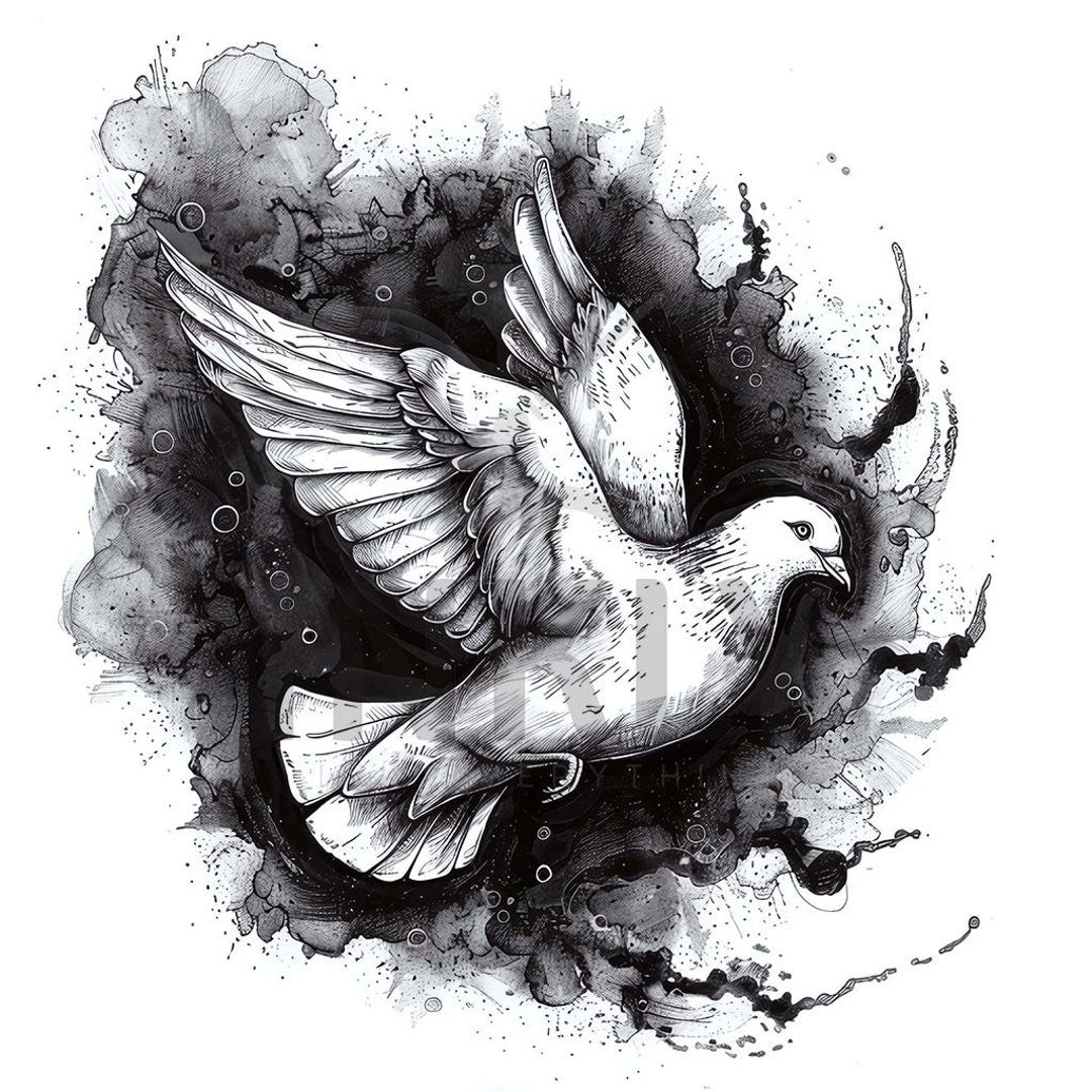 Holy Spirit White Dove Tattoo Design Download High Resolution Digital Art PNG Transparent Background Printable SVG Tattoo Stencil Etsy New Zealand