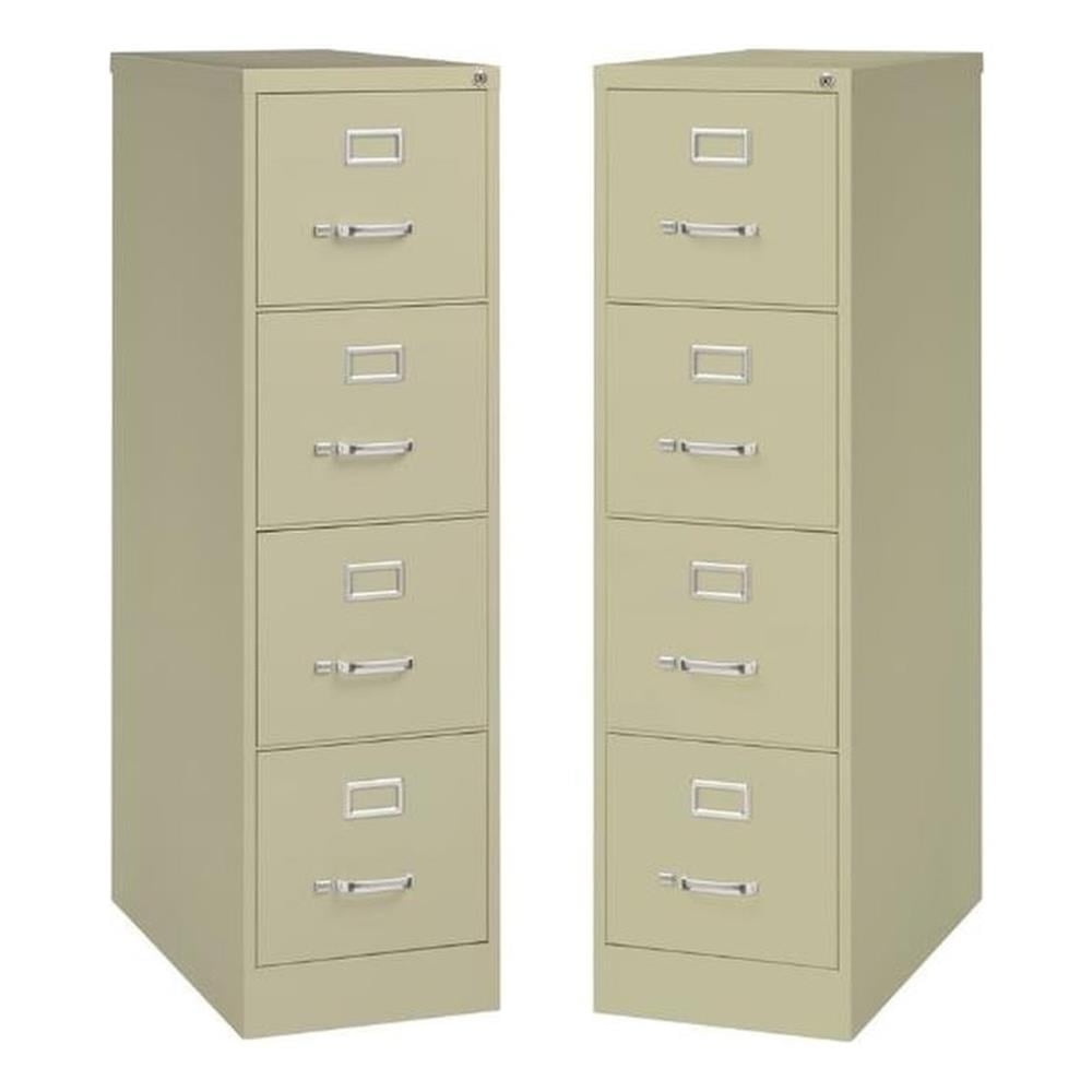 Home Square 4 Drawer Vertical Metal Filing Cabinet Set In Putty 