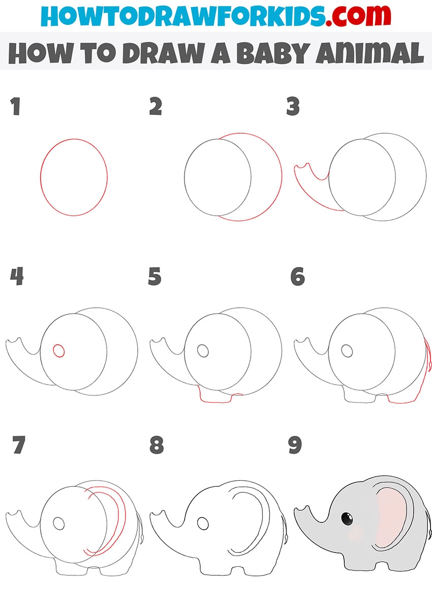 How To Draw A Baby Animal Easy Drawing Tutorial For Kids