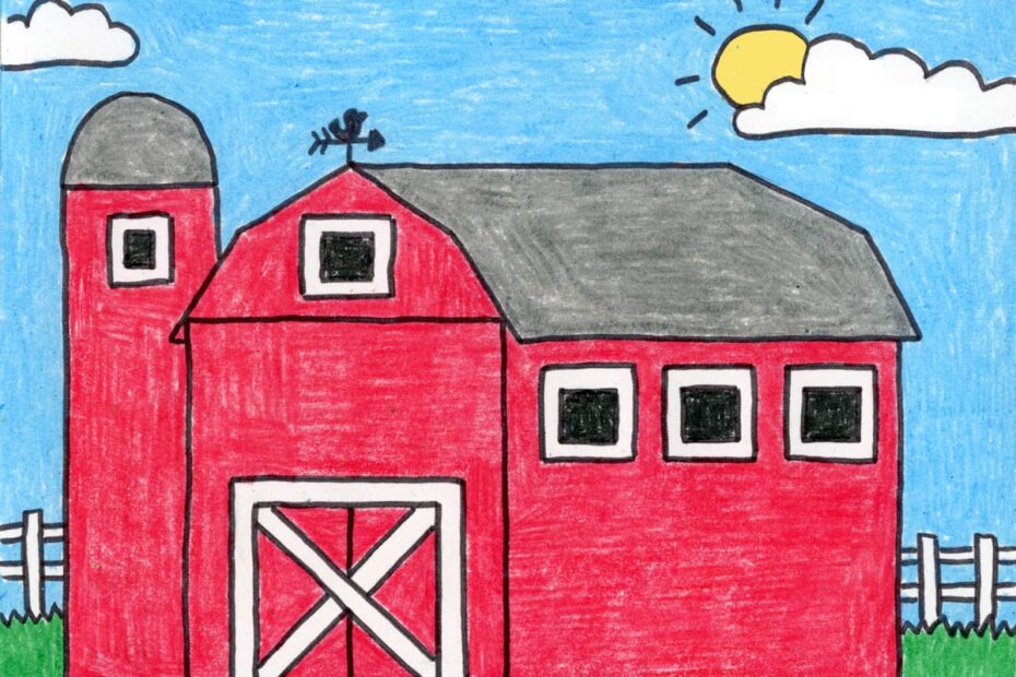 How To Draw A Barn Easy Step by Step Art Lesson For Kids