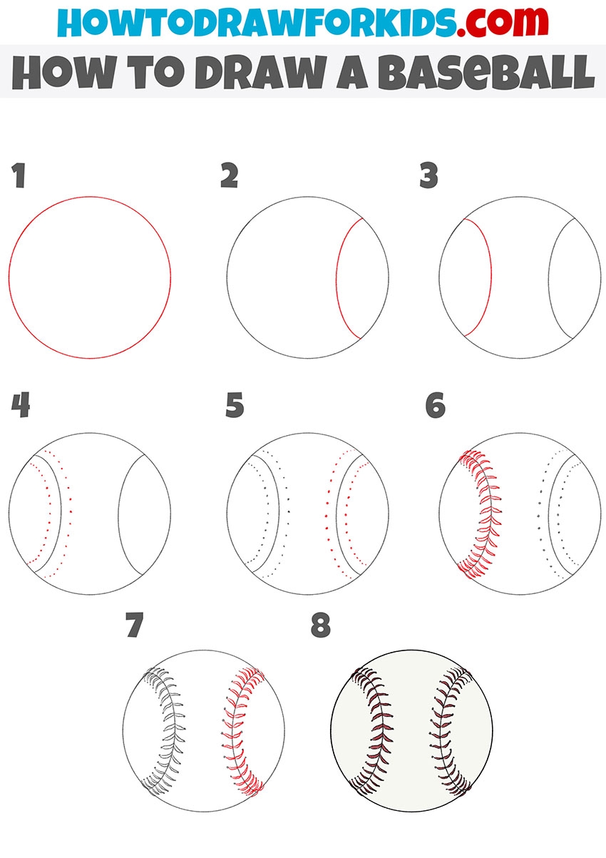 How To Draw A Baseball Easy Drawing Tutorial For Kids