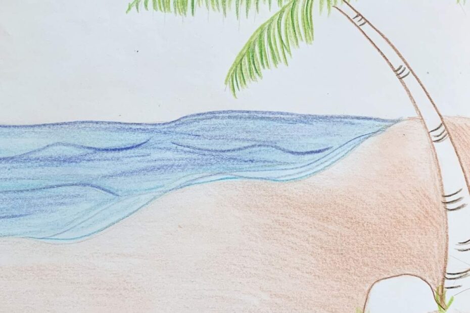 How To Draw A Beach Scene With A Palm Tree Basicdraw