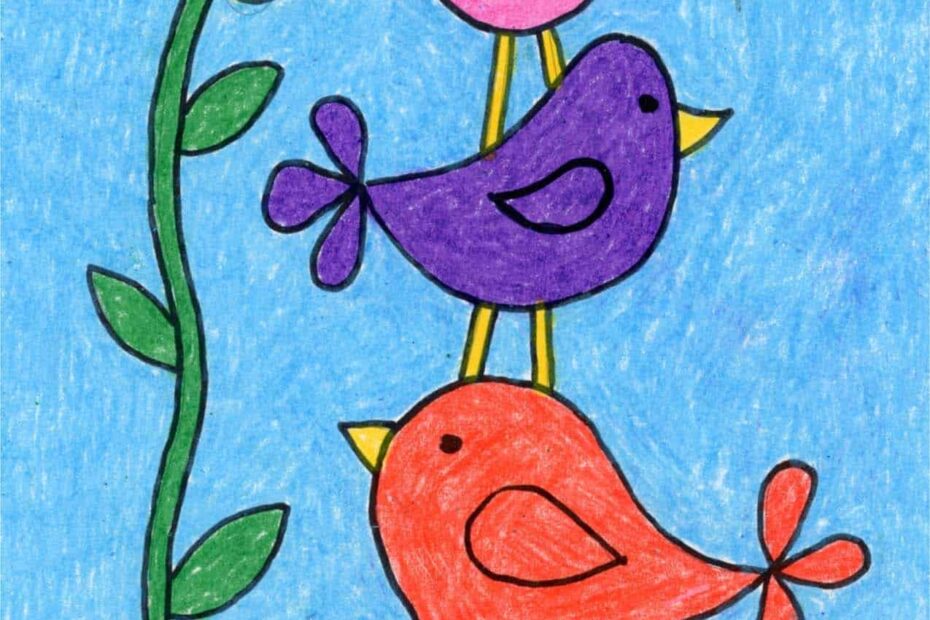 How To Draw A Bird Easy Art Lesson For Kids
